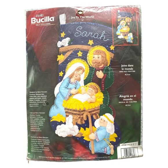 Bucilla Nativity Felt Stocking Kit: Joy to the World, Vintage Uncut - Picture 2 of 5